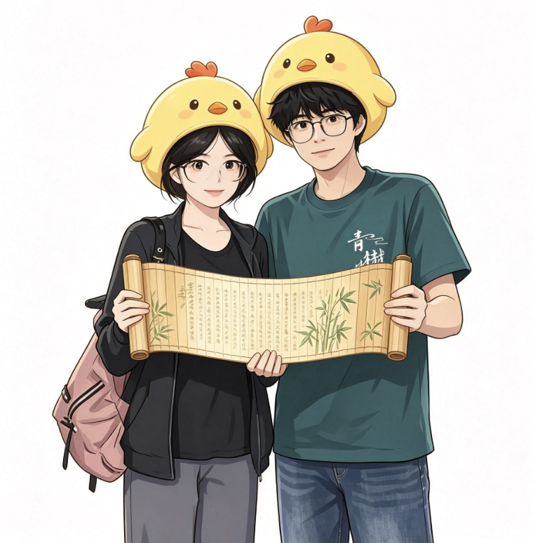 上林赋组爸妈欢迎新生的插画